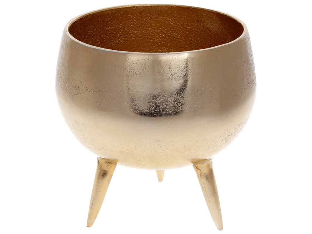 Декоративное кашпо/ваза, 20см, на ножках, цвет – золото