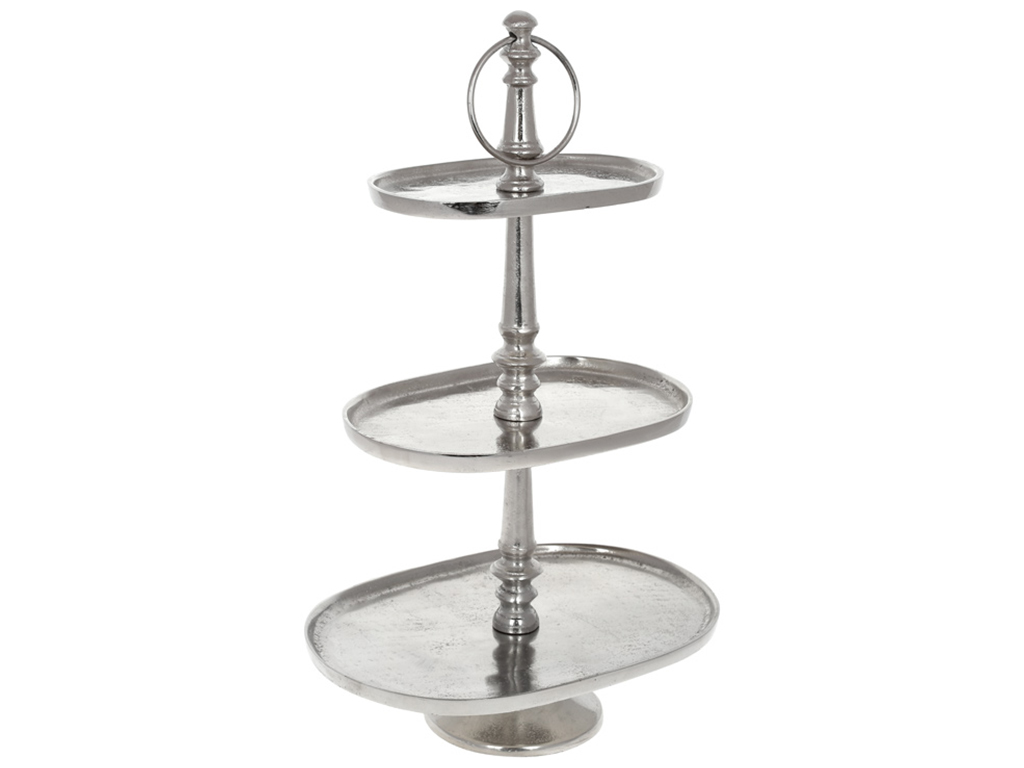 Подставка трехъярусная овальная, 51см, цвет – серебро