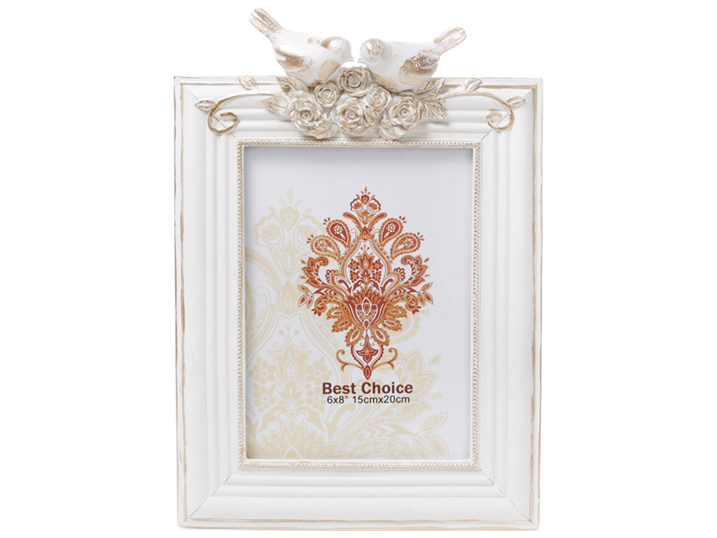 Фоторамка Птички, цвет - белый с золотом, 30см