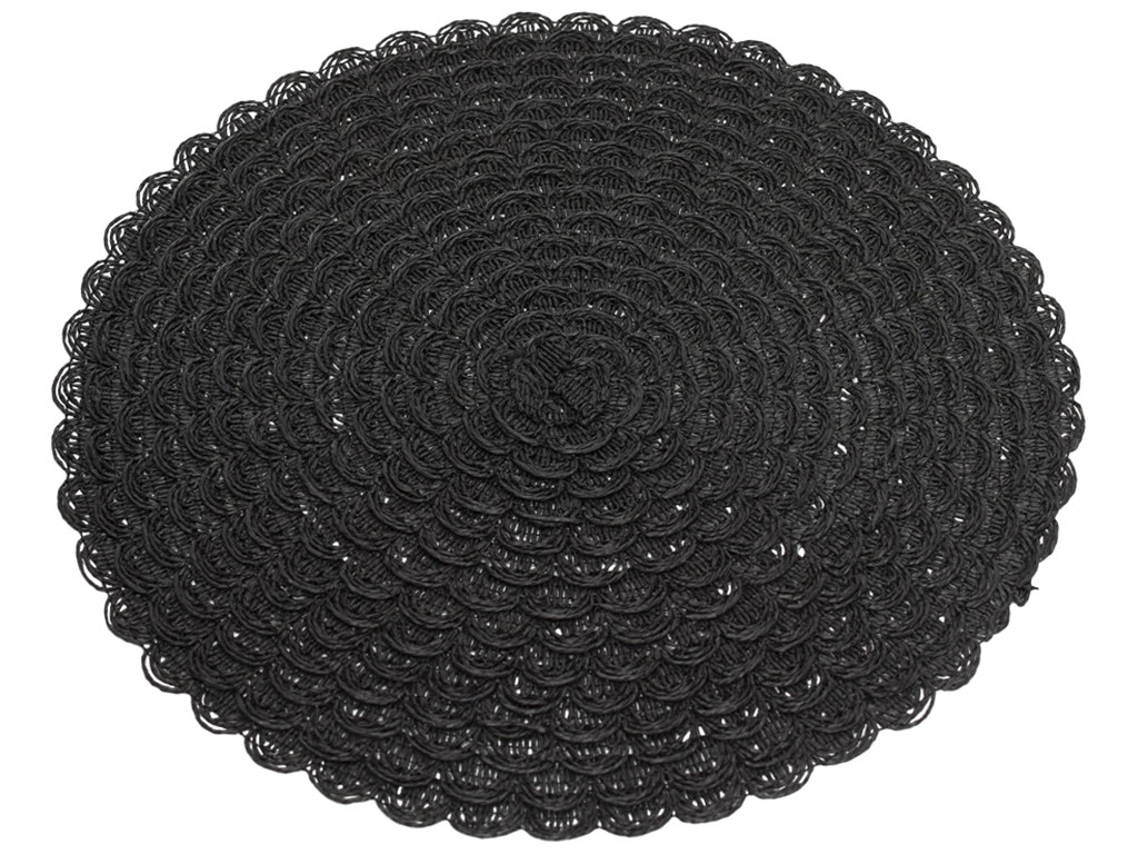 Подтарельник круглый Вязаная салфетка, 38см, цвет - черный