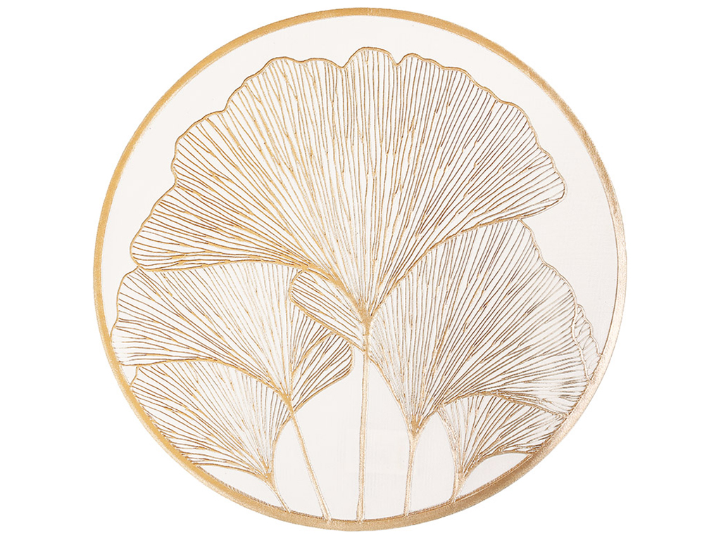 Салфетка сервировочная (плейсмат) Floral, цвет - белый с золотом, 38см