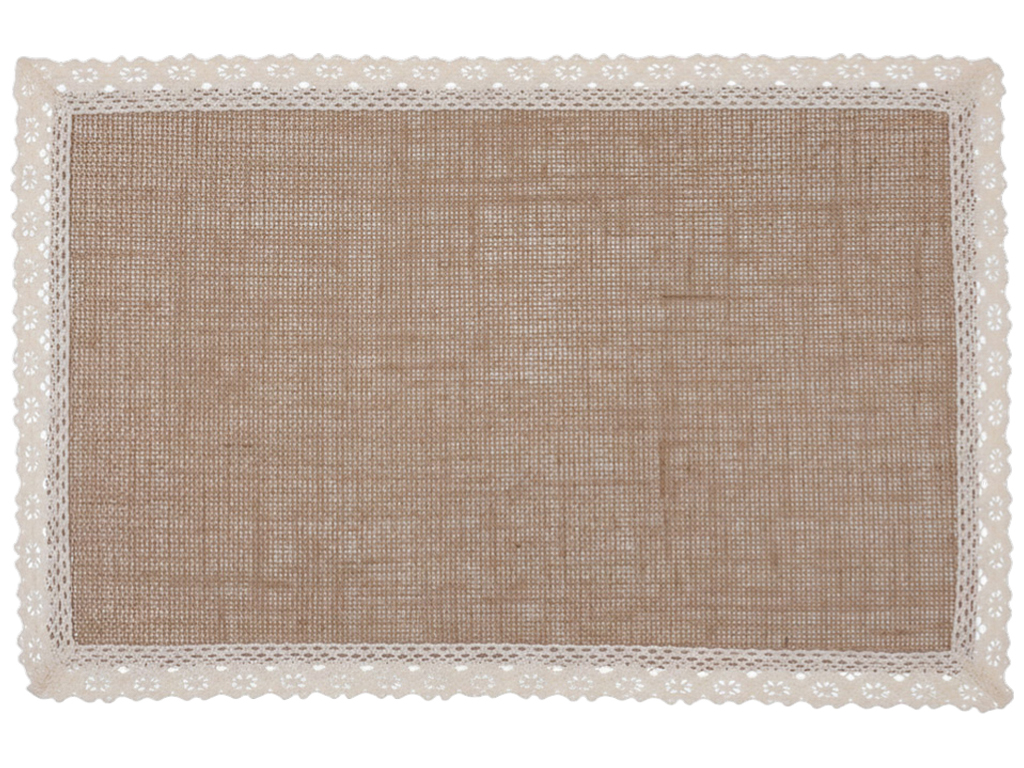 Салфетка-плейсмат льняная с кружевом Natural Lace натуральный беж, 30×45см