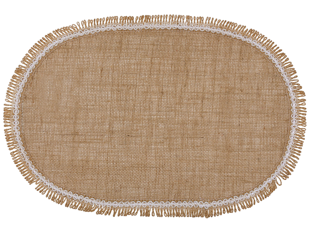 Салфетка-плейсмат льняная с кружевом Natural Lace натуральный беж, 30×45см