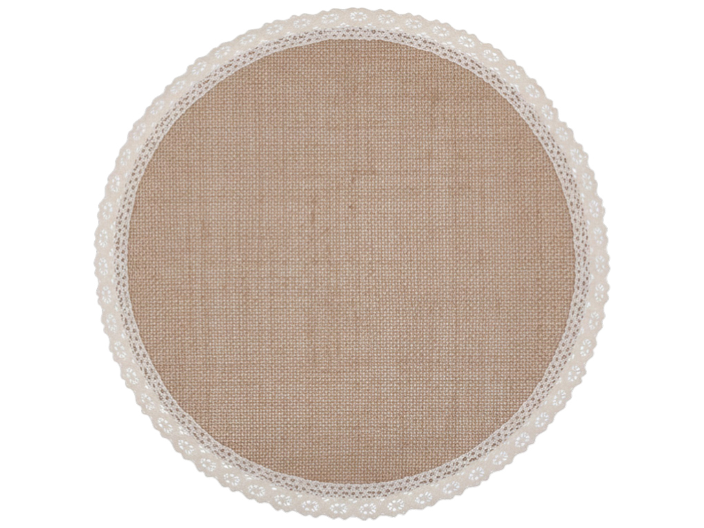 Салфетка-плейсмат льняная с кружевом Natural Lace натуральный беж, D38см