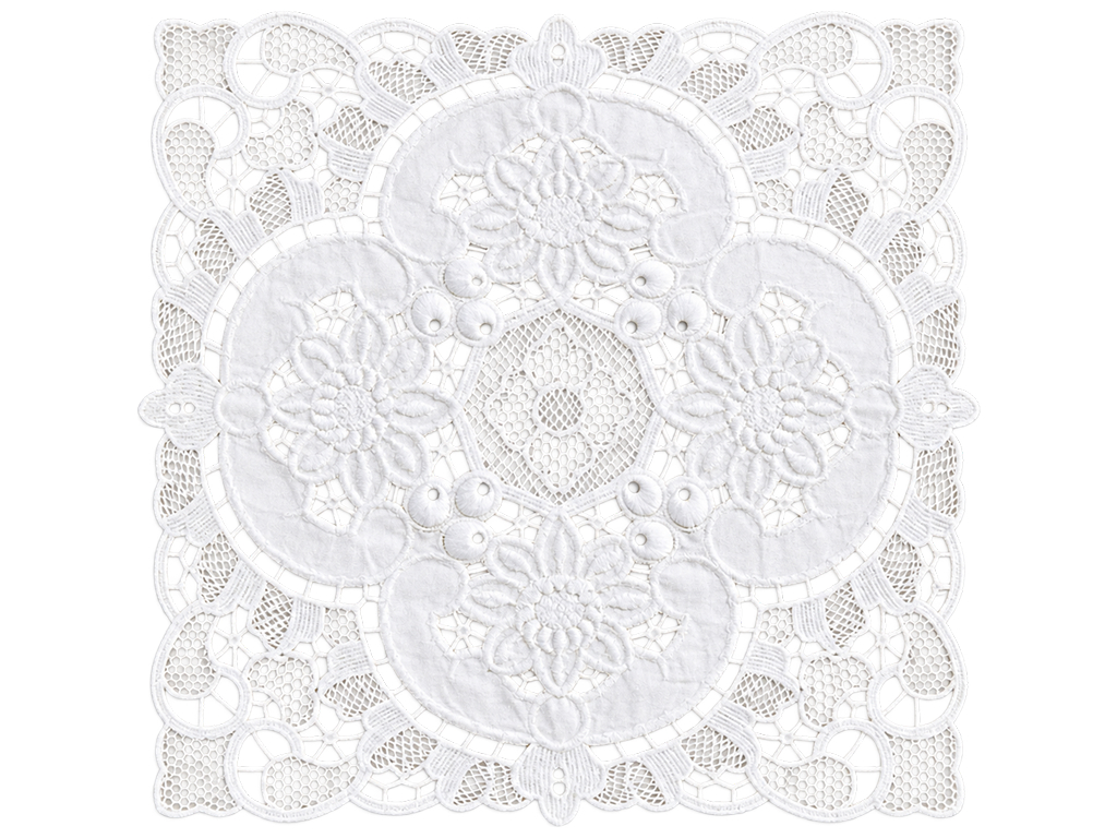 Салфетка сервировочная кружевная Lace Medallion, молочно-белая, 27×27 см