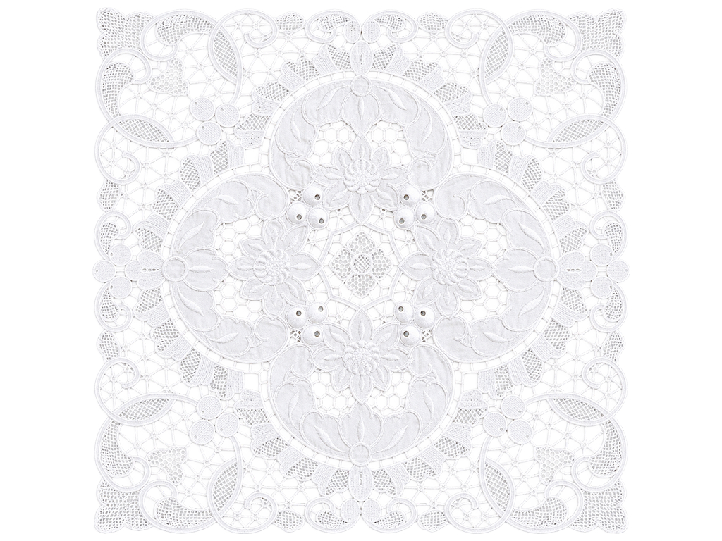 Серветка сервірувальна мереживна Lace Medallion, молочно-біла, 38×38 см