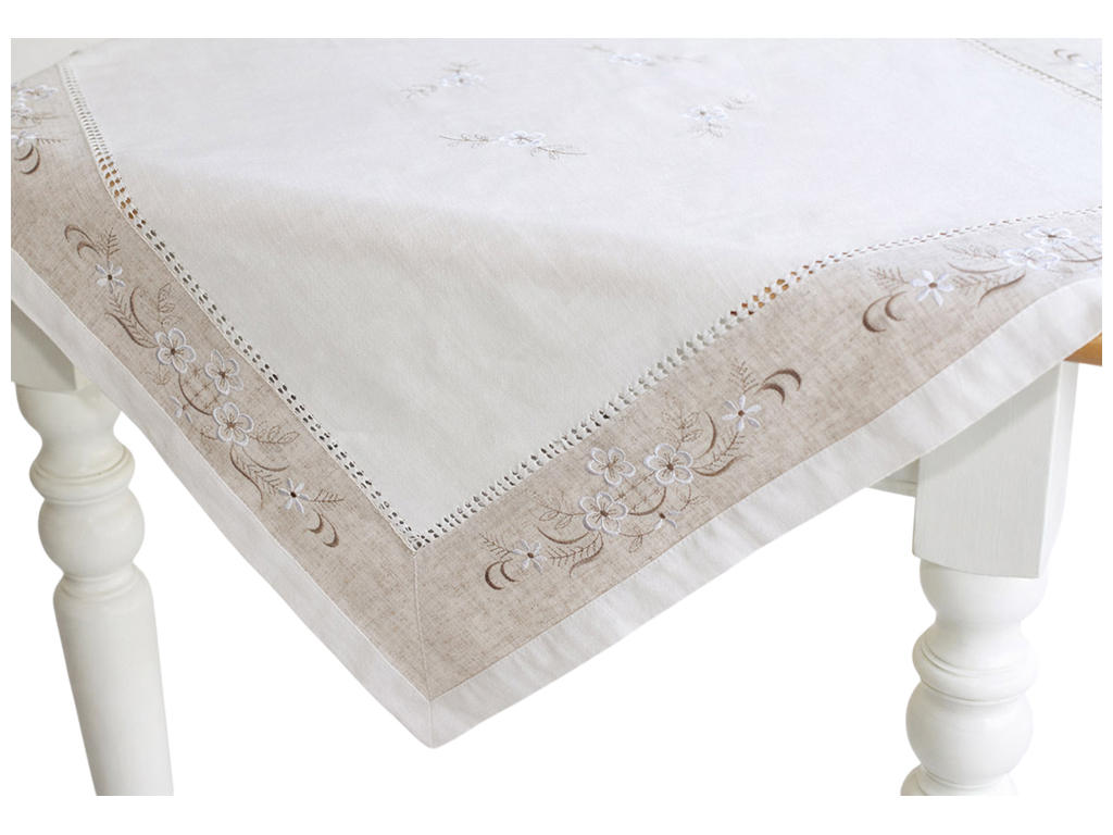 Скатерть льняная с вышивкой Linen Harmony, 90×90см