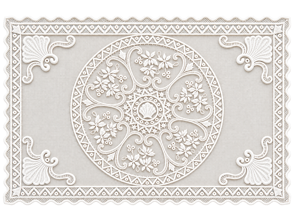 Салфетка сервировочная кружевная Lace Rosette, молочно-белая, 30×45 см
