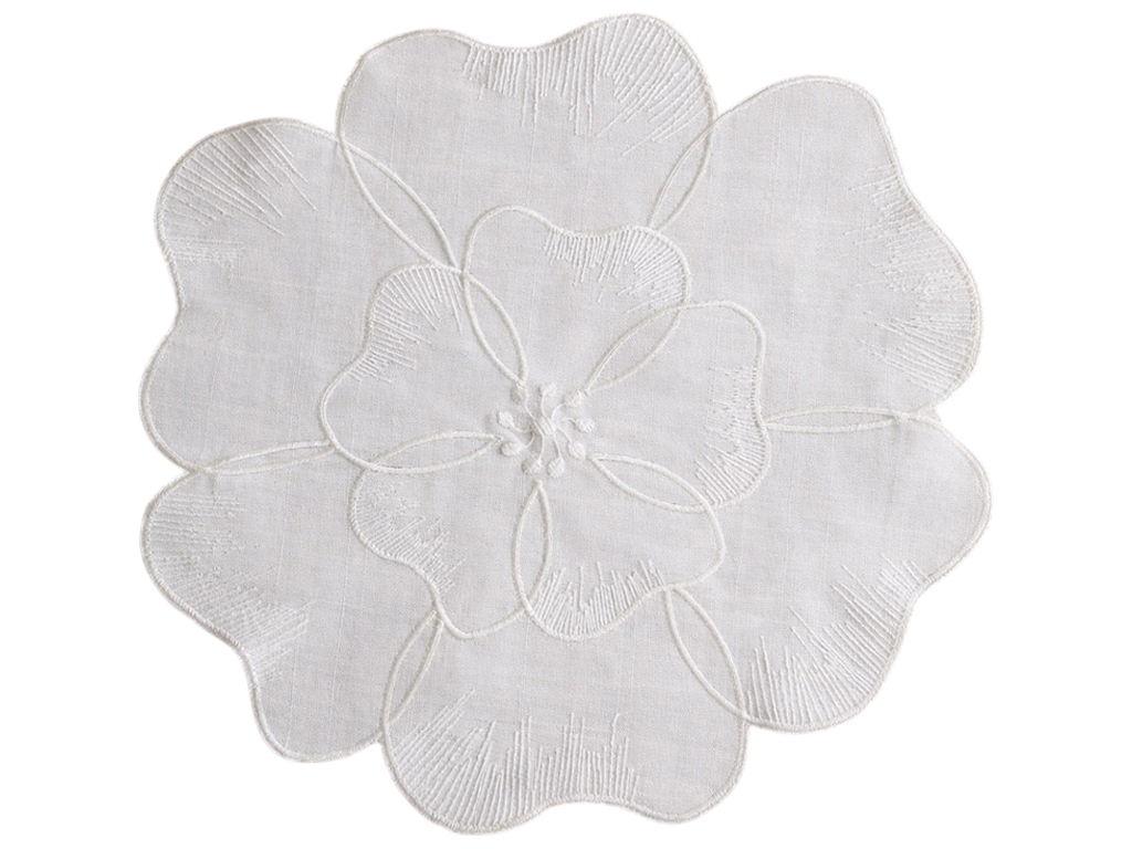Сервировочная салфетка в форме цветка Petal Light белая, D38см