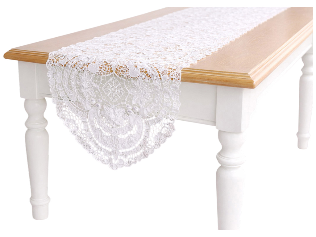 Ранер кружевной Heritage Lace молочный белый, 40×168см