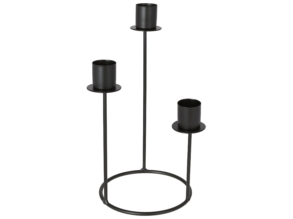 Свічник металевий на 3 свічки, 12х24см, колір - чорний