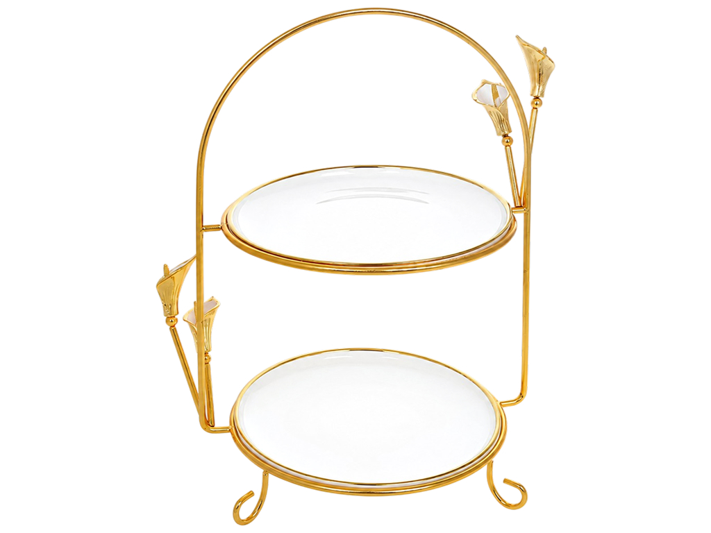 Етажерка порцелянова Calla Gold, 2 яруси, металевий каркас, 28×22×36 см Етажерка порцелянова Calla Gold, 2 яруси, металевий каркас, 28×22×36 см