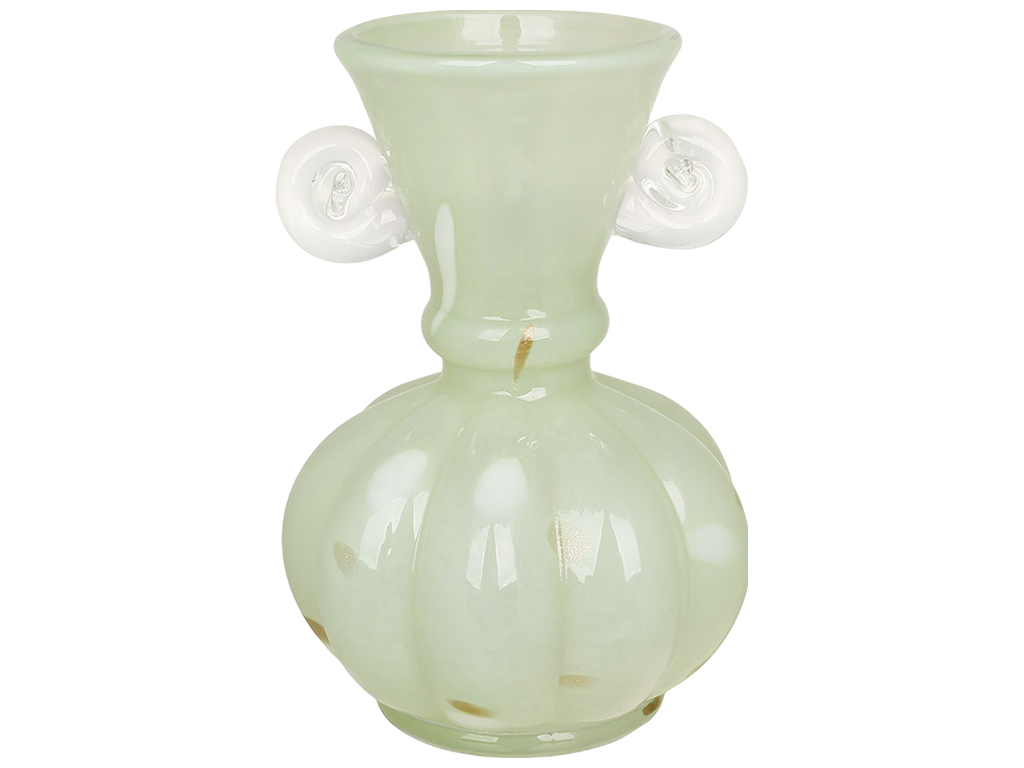 Ваза стеклянная Jade, ручная работа, нефритово-зеленая, D14 × 20,5 см