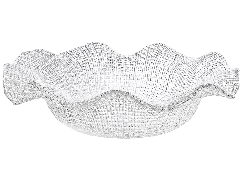 Фруктовниця скляна Crystal Wave, фактурне скло, хвилястий край, 28×7,5 см Фруктовниця скляна Crystal Wave, фактурне скло, хвилястий край, 28×7,5 см
