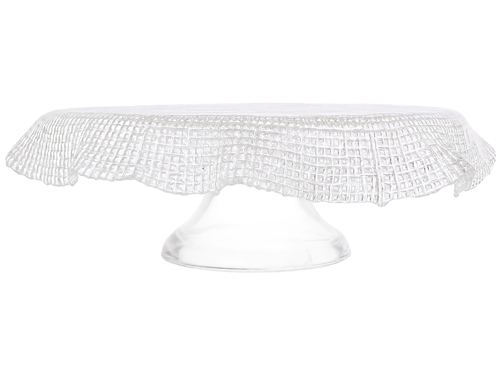 Блюдо на ніжці Crystal Wave, фактурне скло, хвилястий край, 26×8,5 см
