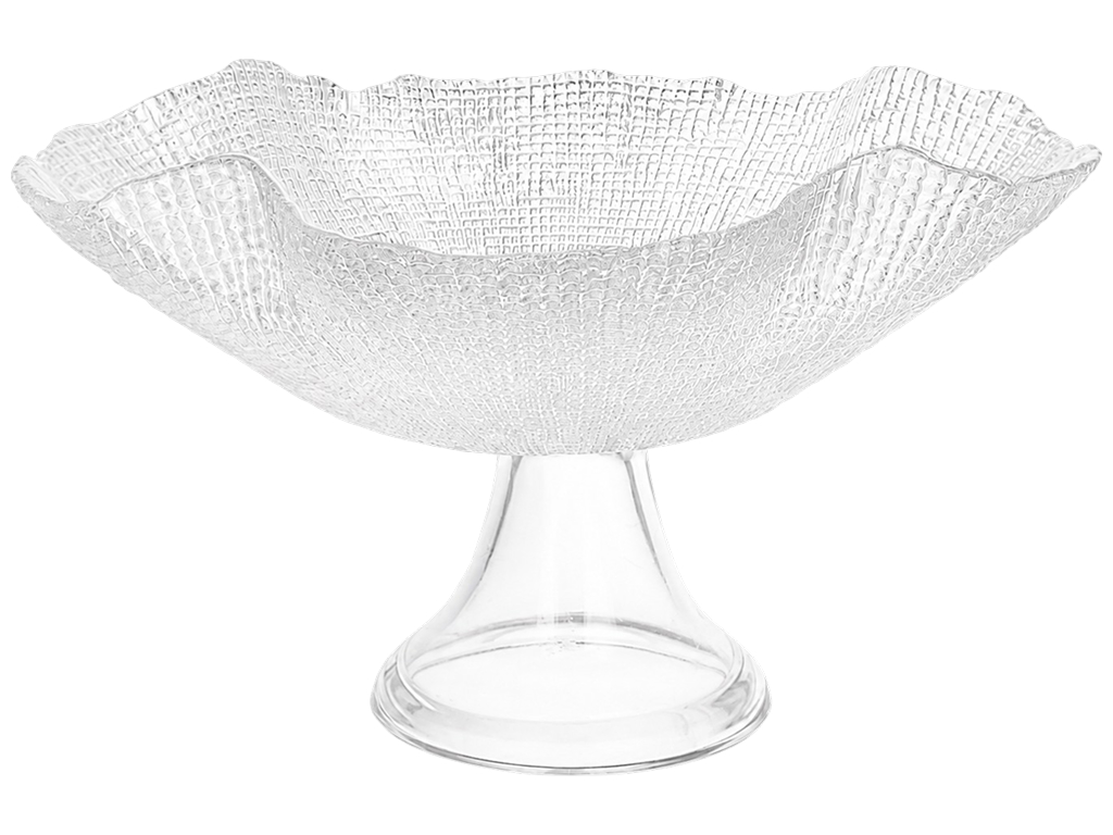 Фруктовниця на ніжці Crystal Wave, фактурне скло, хвилястий край, 30×18 см Фруктовниця на ніжці Crystal Wave, фактурне скло, хвилястий край, 30×18 см