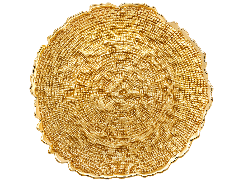 Блюдо скляне Gold, фактурне, хвилястий край, золотисте, 27×3 см