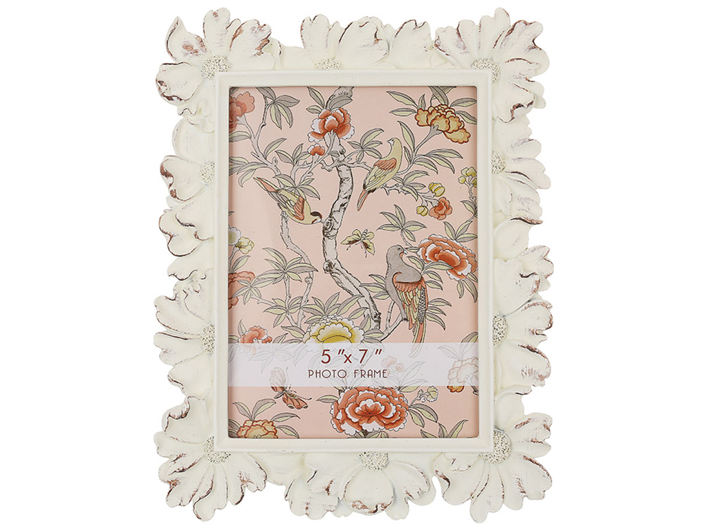 Фоторамка 12,5x17,5см Flowers, розмір рами 18,5х1,5х24см, колір - колір - білий антик