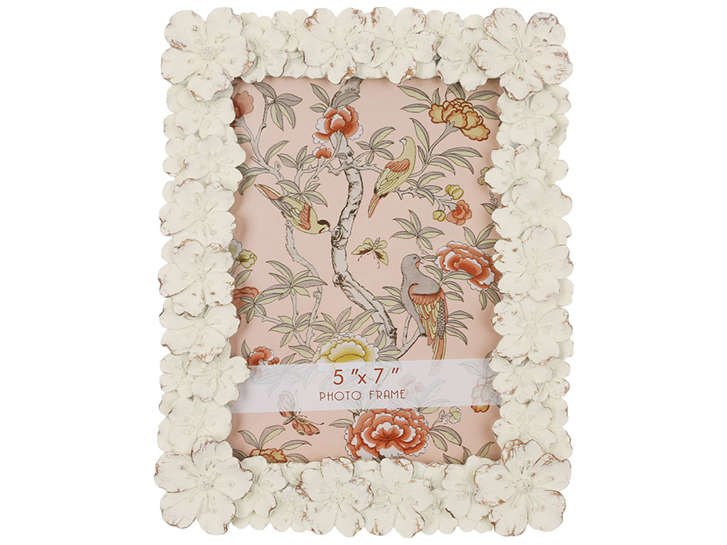Фоторамка 12,5x17,5см Flowers, розмір рами 18х2х22,5см, колір - білий антик