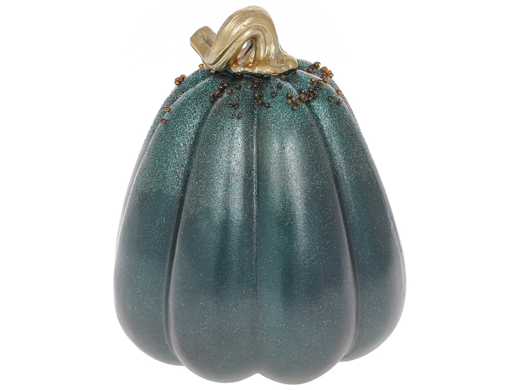 Декор Тыква с бисером, цвет - зеленый с золотом