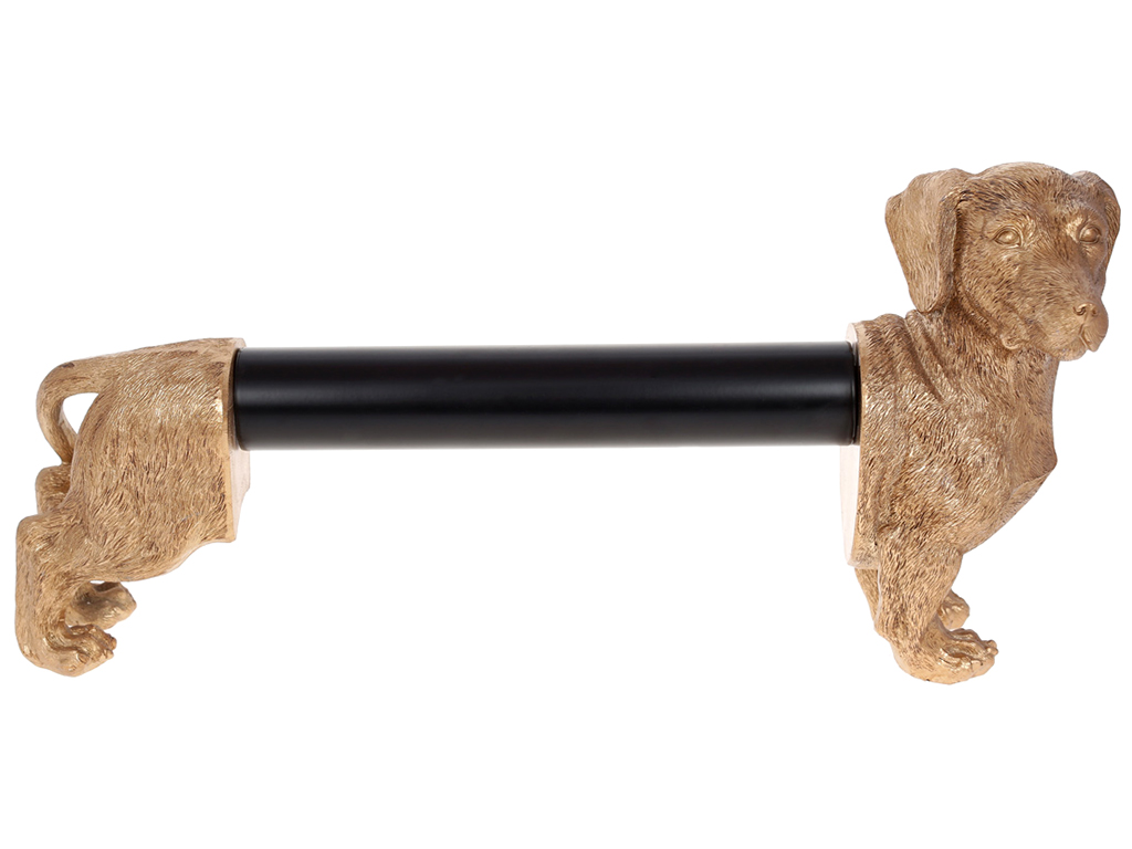 Держатель для бумажных полотенец Такса, 46см, цвет – золото