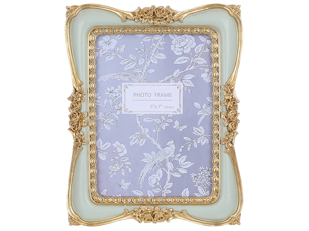 Фоторамка 12,5x17,5см, зелена із золотом