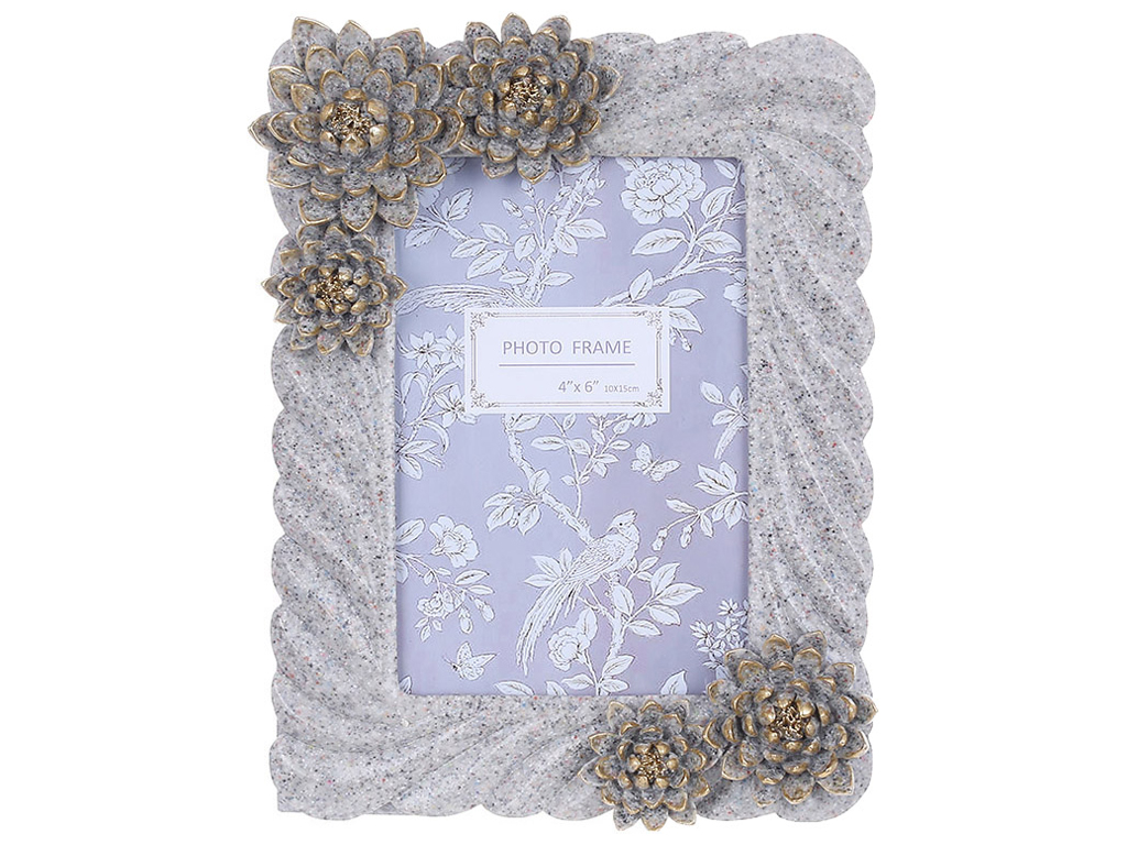 Фоторамка, 10x15см Суккуленты, 16,5х21,5х2,3см, цвет - серый с золотом
