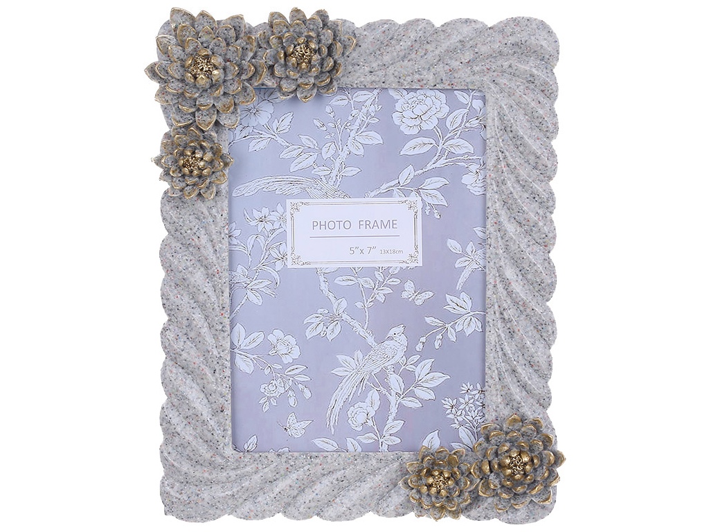Фоторамка 12,5x17,5см Суккуленты, цвет - серый с золотом