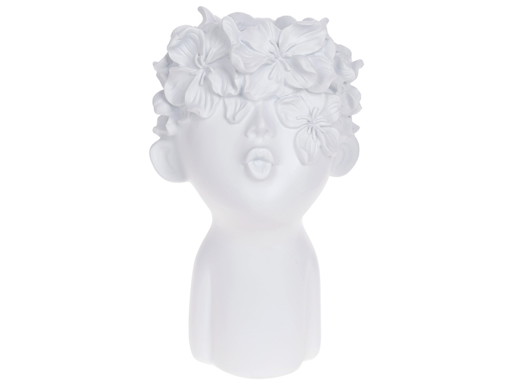 Декоративное кашпо Мальчик в цветах, 27см, цвет – белый
