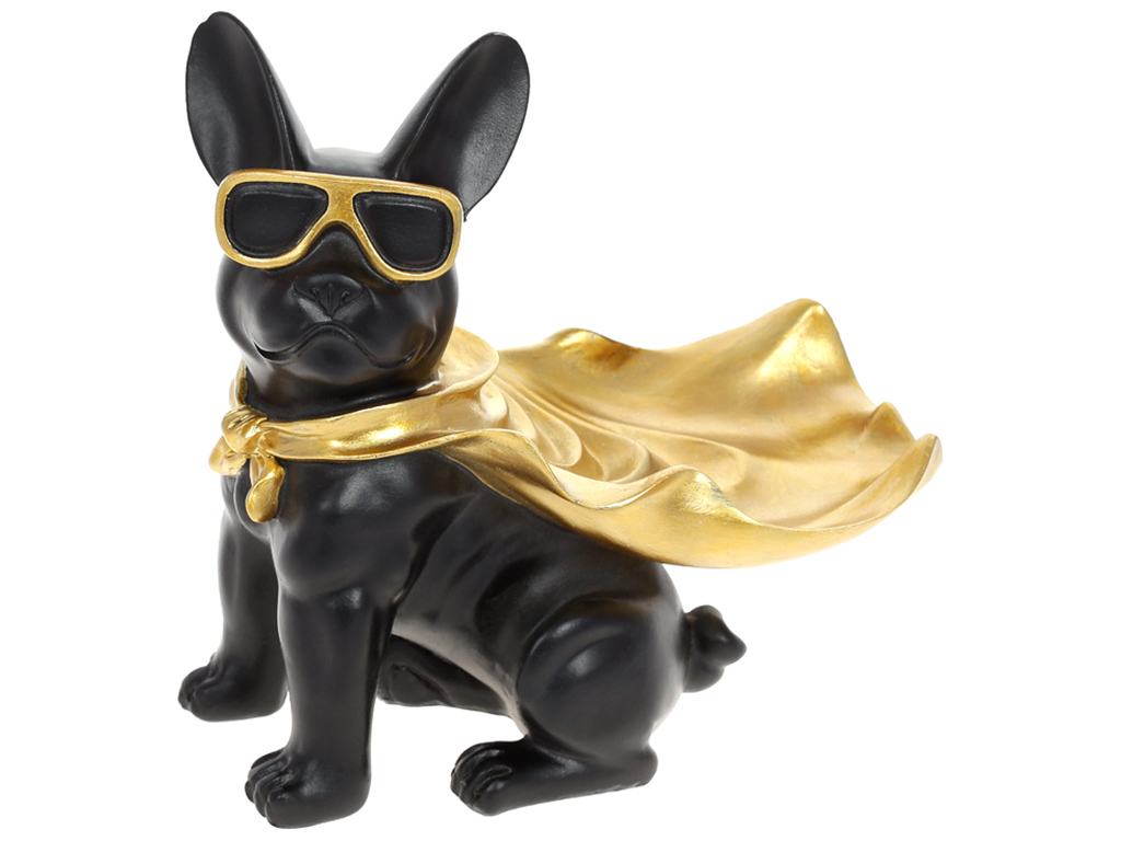 Декоративная статуэтка-подставка Бульдог, 23см, цвет – черный с золотом