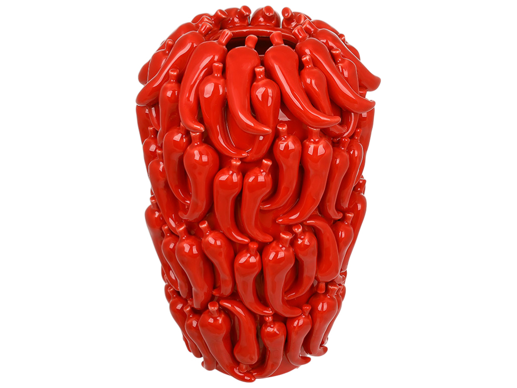 Ваза для цветов фарфоровая Chili pepper, красная D21×35см
