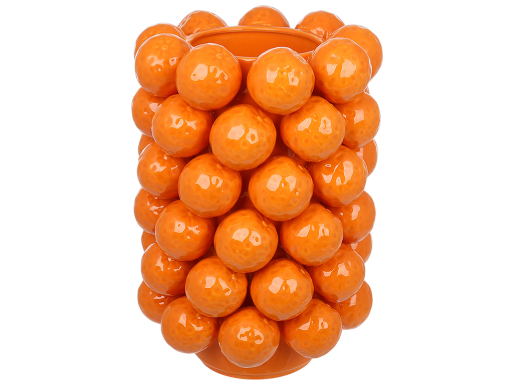 Ваза для цветов фарфоровая Orange оранжевая, D22,5×32,5см