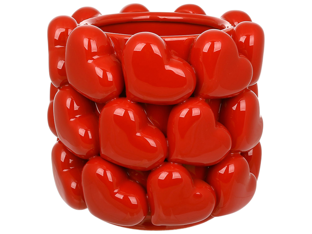 Ваза для цветов фарфоровая Heart красная, D21×20см