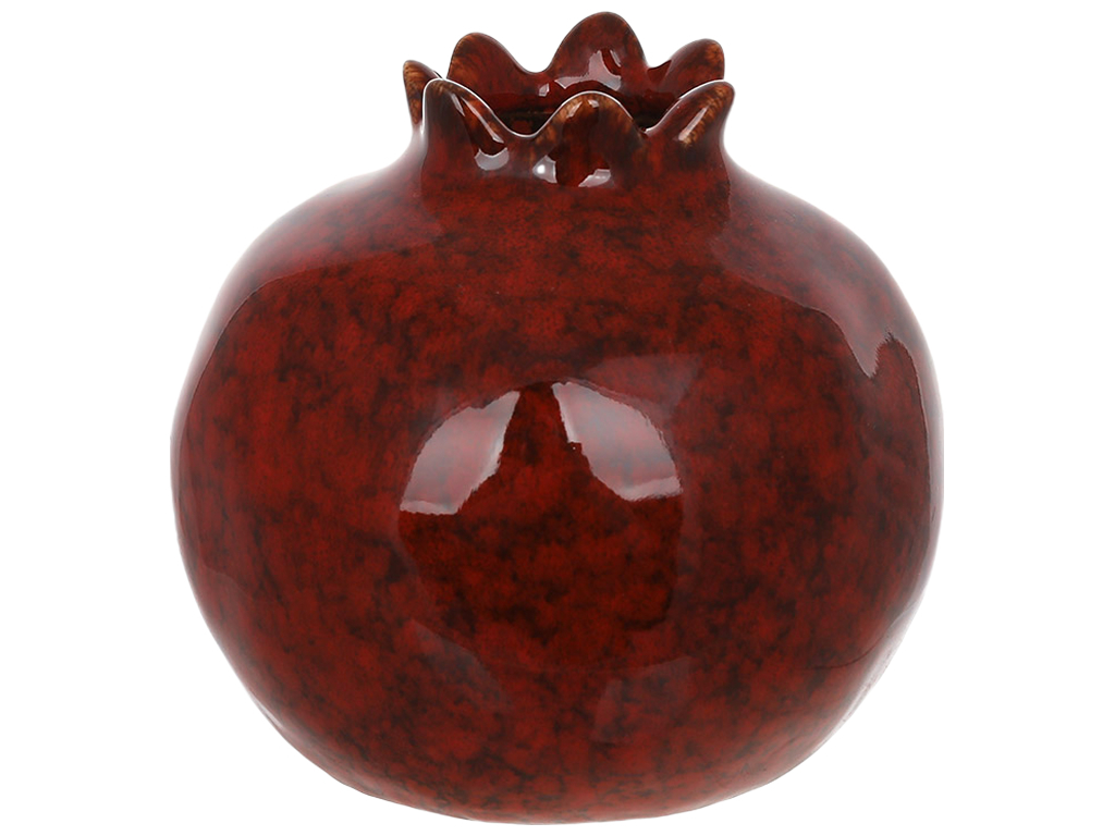 Ваза порцелянова Pomegranate, у формі граната, бордового кольору, 9 × 9 × 8 см
