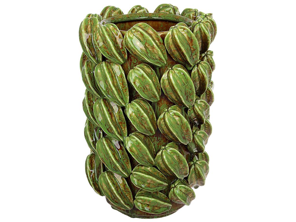 Ваза фарфоровая Carambola, зеленая, 22 × 22 × 33 см