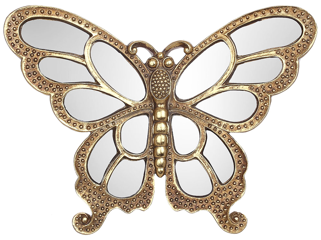 Декор настенный Бабочка с зеркалами, 23,5x18x5,5см, цвет золото