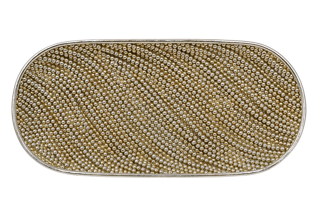 Блюдо декоративне Pearl, полірезина, 26×12×2,5см, колір шампань