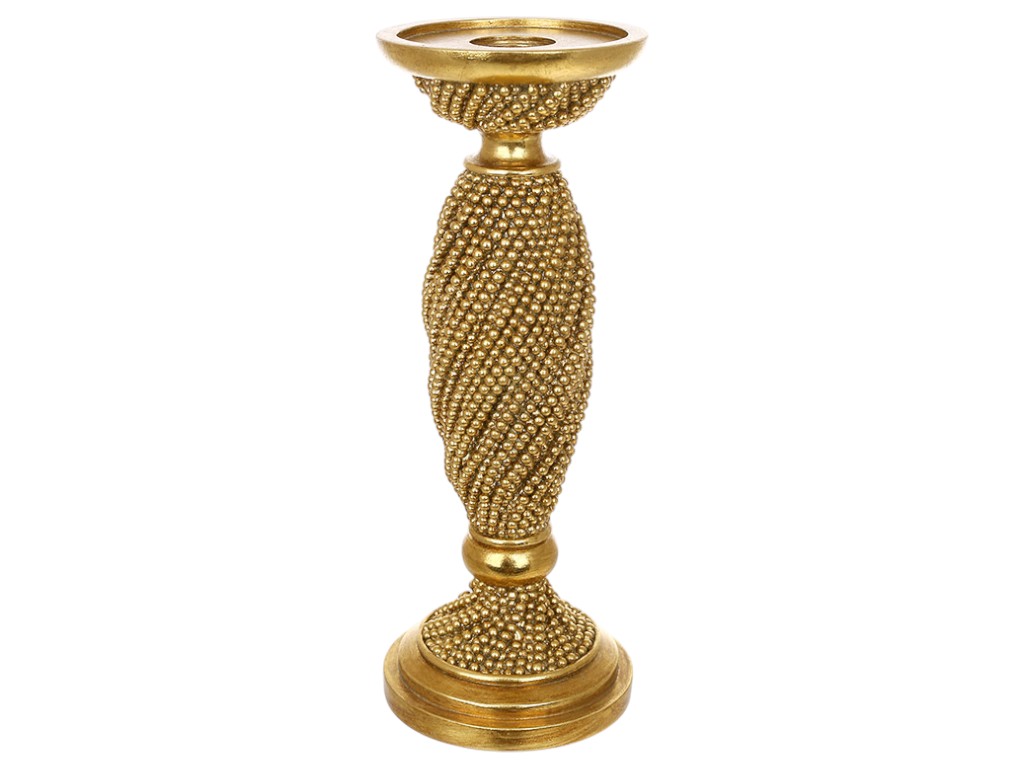 Свічник для тонкої та товстої свічки Pearl, полірезина, 10×26,5см, колір золотий