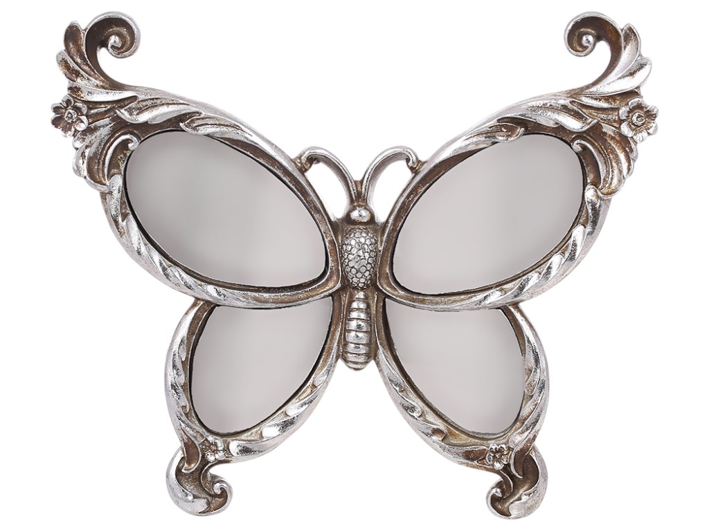 Декор настенный бабочка с элементами зеркал, 23,5×20,5×5см, цвет серебро
