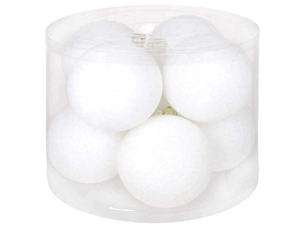 Набір ялинкових куль, пластик, 10см, колір білий гліттер, 8шт