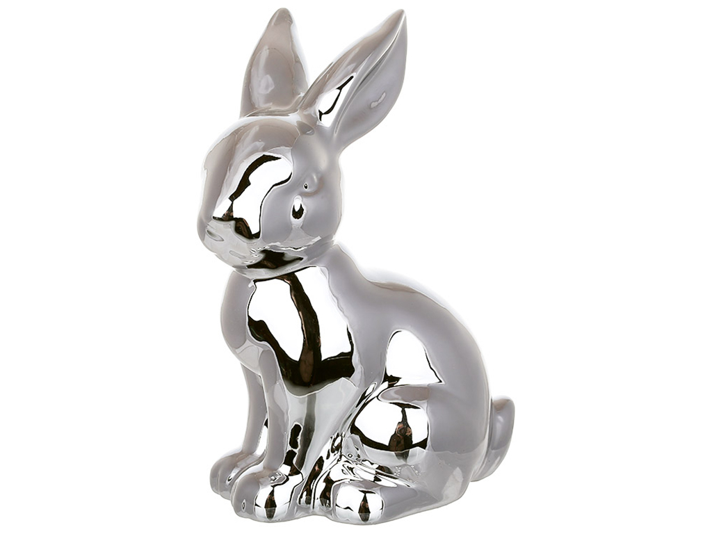 Декоративная фигурка Кролик, 10,3х7,1х13,7см, цвет - серебро
