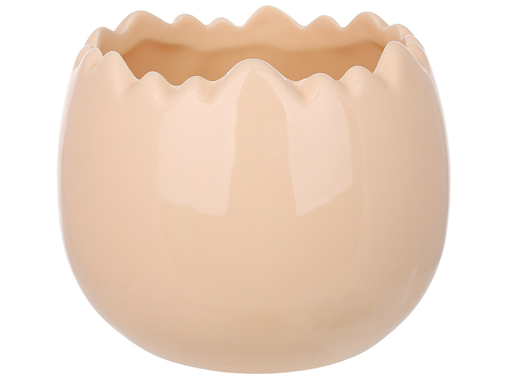 Кашпо фарфоровое в форме яйца, 11х9см, цвет - персиковый