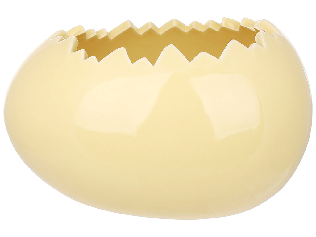 Кашпо фарфоровое в форме яйца, 17x13x10см, цвет - желтый