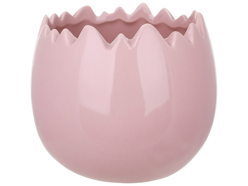 Кашпо фарфоровое в форме яйца, D13x11,5см, цвет - розовый