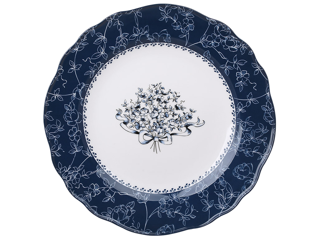 Тарелка Vintage Blue фарфоровая синяя 26×26×2.5 см
