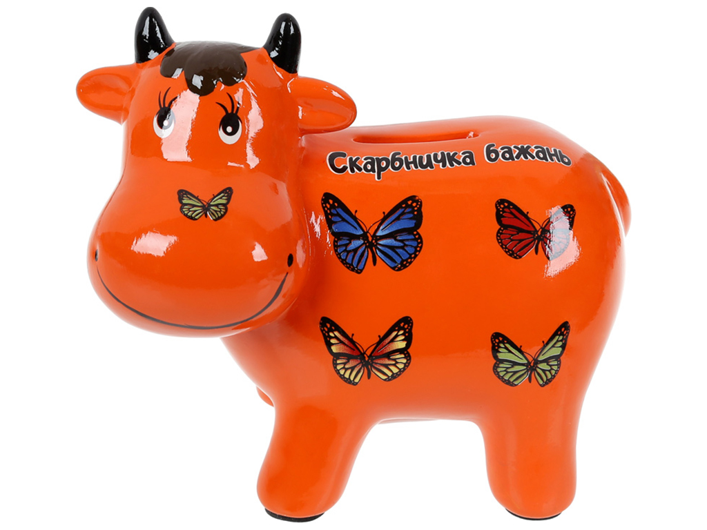 Копилка Коровка Копилка желаний, 17см, цвет - оранжевый