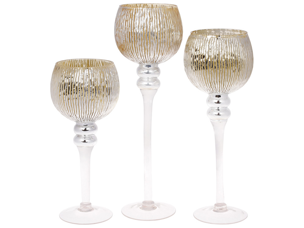 Набор подсвечников, 30/35/40см, цвет - шампань (цена за набор 3шт)