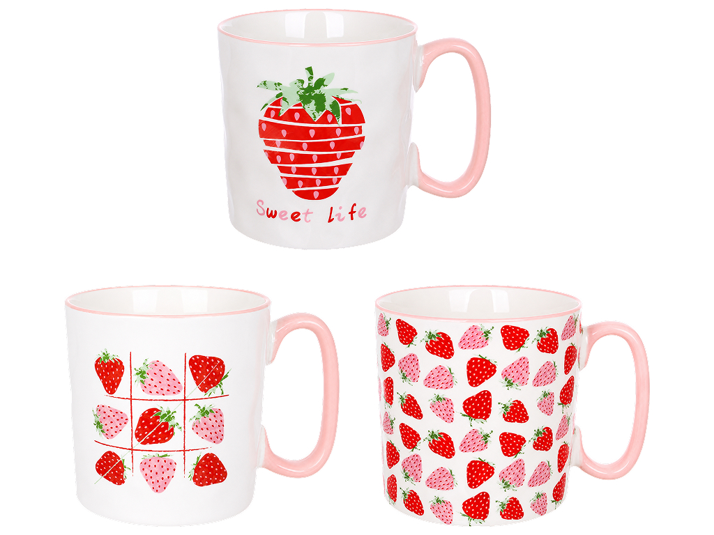 Кружка фарфорова Strawberry Garden, 350 мл, 3 дизайни (ціна за 1шт)