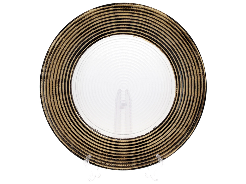 Тарелка сервировочная, цвет - прозрачный с золотом, 33см