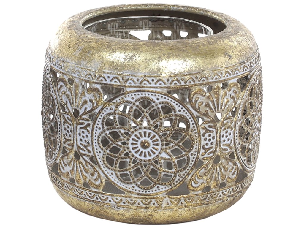 Декоративный металлический подсвечник со стеклянной колбой, 11,5см